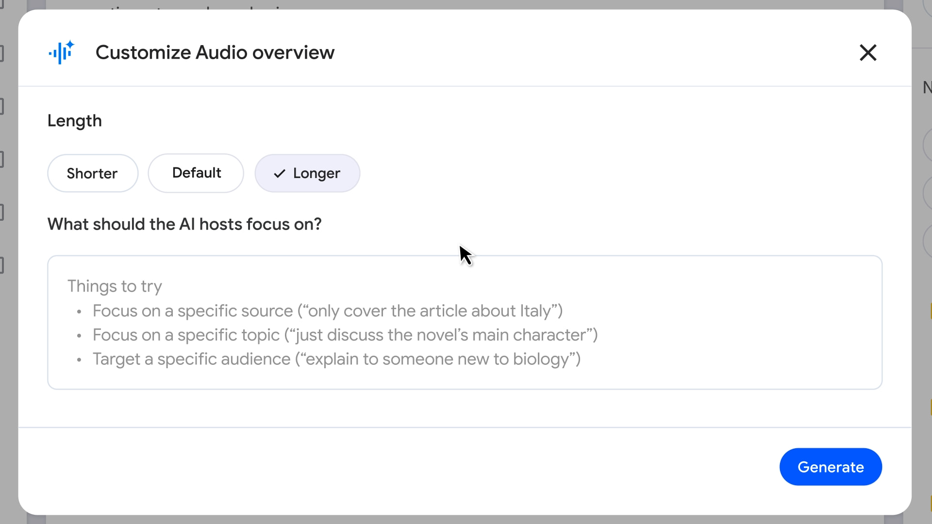 NotebookLM Audio Overviews Length